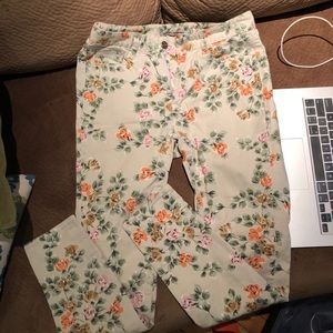 High waisted floral jeans